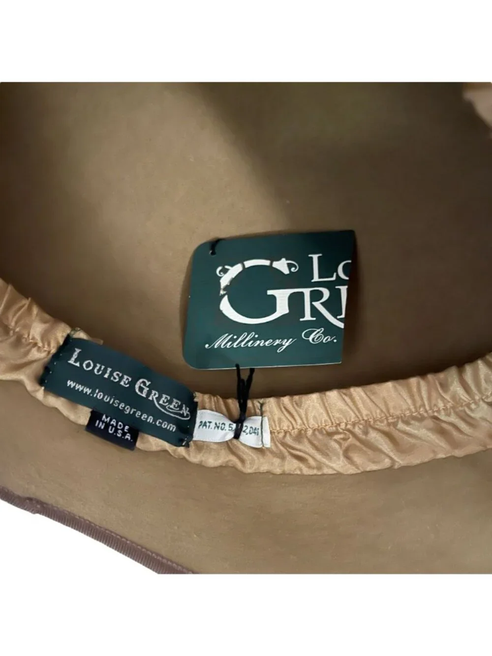 Louise Green Brown Wool Cloche Hat Satin Ribbon Feather Rhinestone Flower Accent